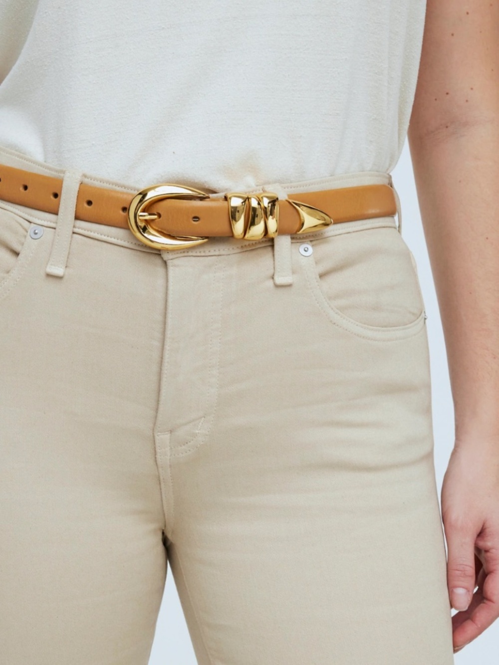 Madewell Triple Metal Keeper Belt in Desert Camel Size Small - Picture 2 of 6